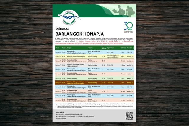 Március a BARLANGOK HÓNAPJA! meghirdetés fa lapon