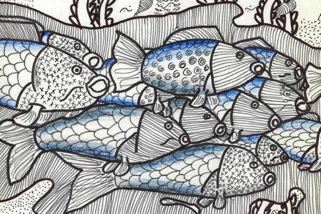 halak a vízben rajz